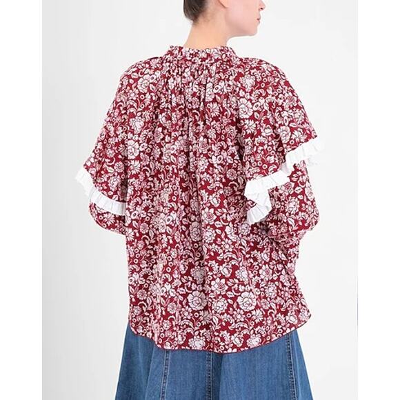 See by Chloé Red Printed Ruffle Blouse IT 34 / US XS – Elegant Designer Top - Picture 11 of 13